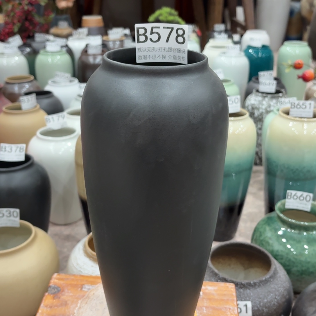 陶摆件瑕疵578 景德镇陶瓷花瓶高34口9