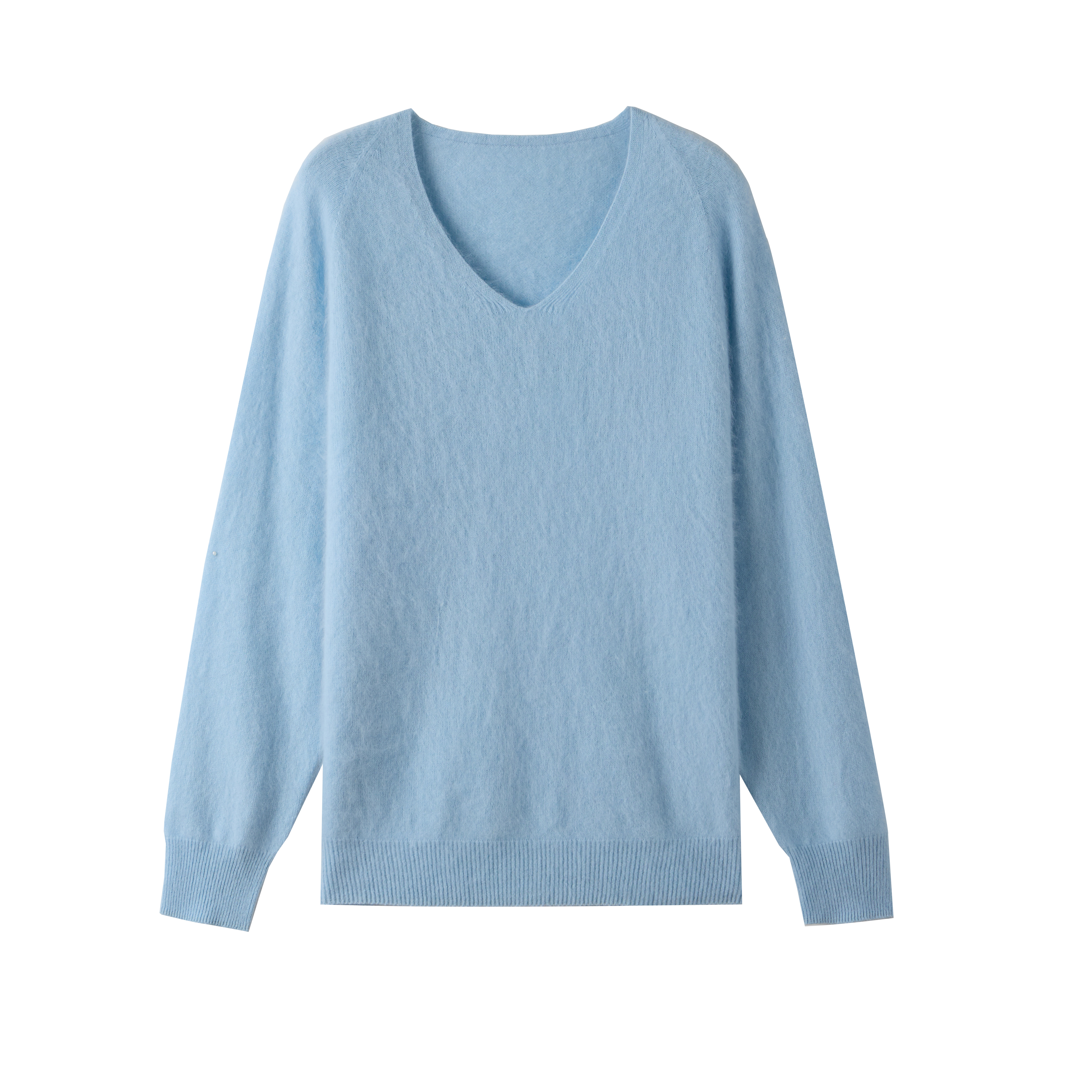 依家——1016拉绒V领山羊绒套头毛衣宽松慵懒针织纯色毛衣女显瘦