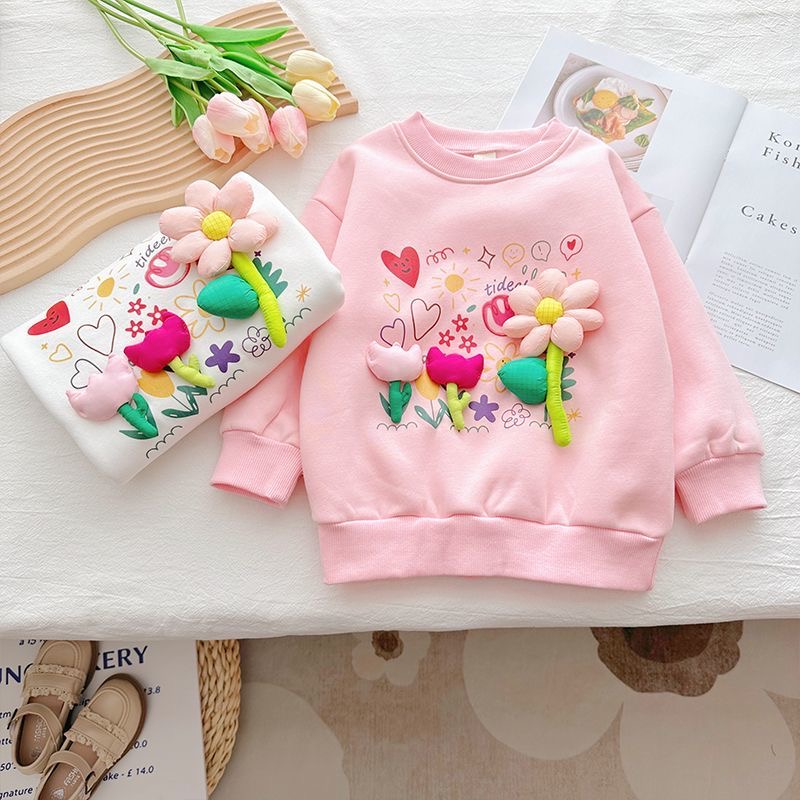 【断码清仓】女童卫衣粉色儿童打底上衣长袖卫衣6-12月宝宝打底