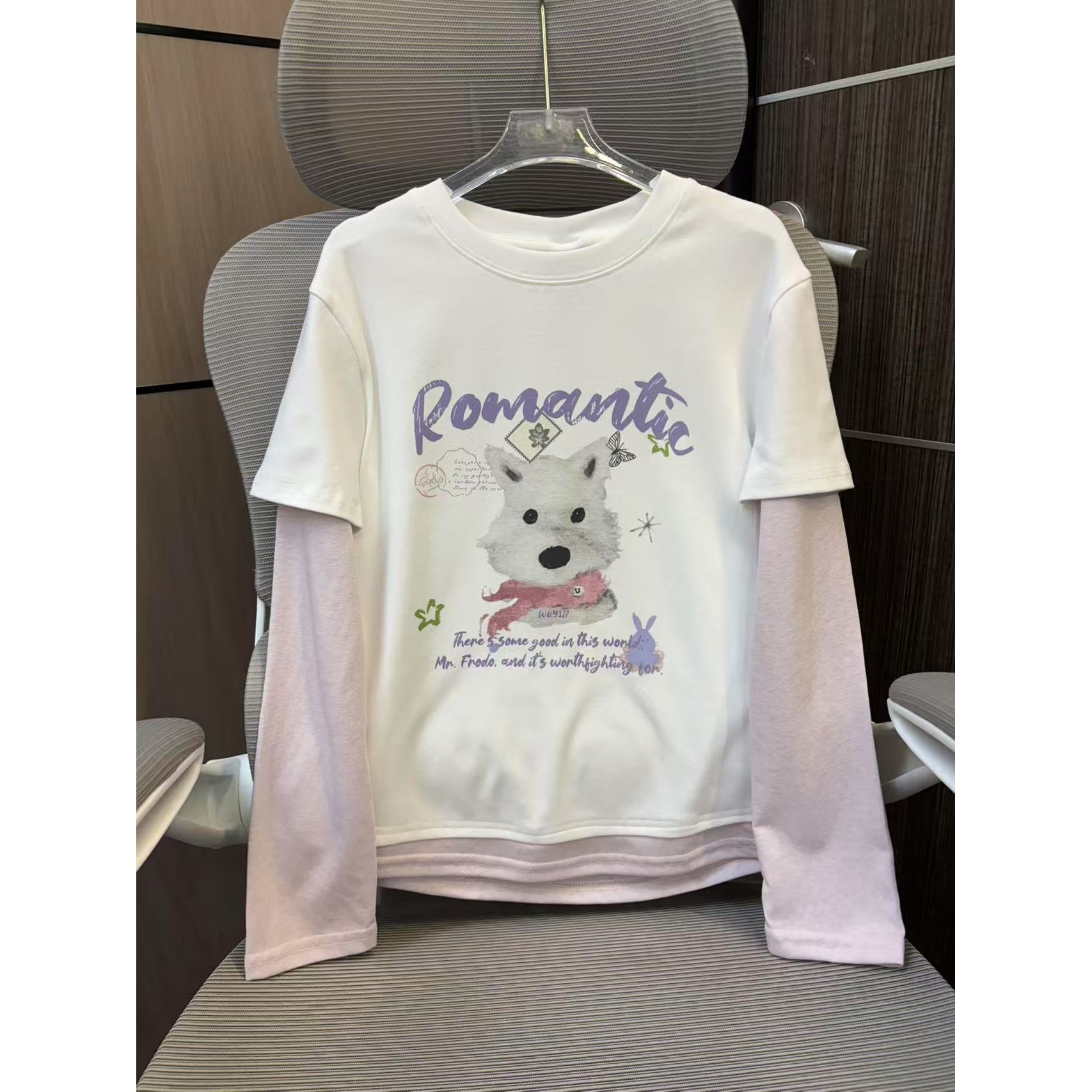 【清货】2025秋可爱西高地潮流假两件女童打底衫 D613 613 W B