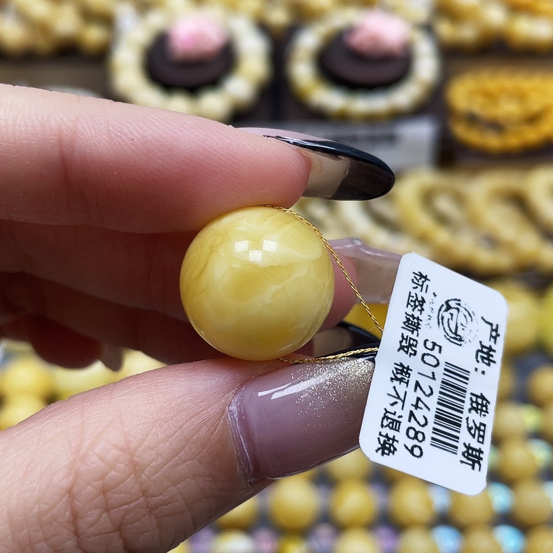 琥珀珠宝奇石未镶嵌蜜****O17.3mm瑕疵福利款