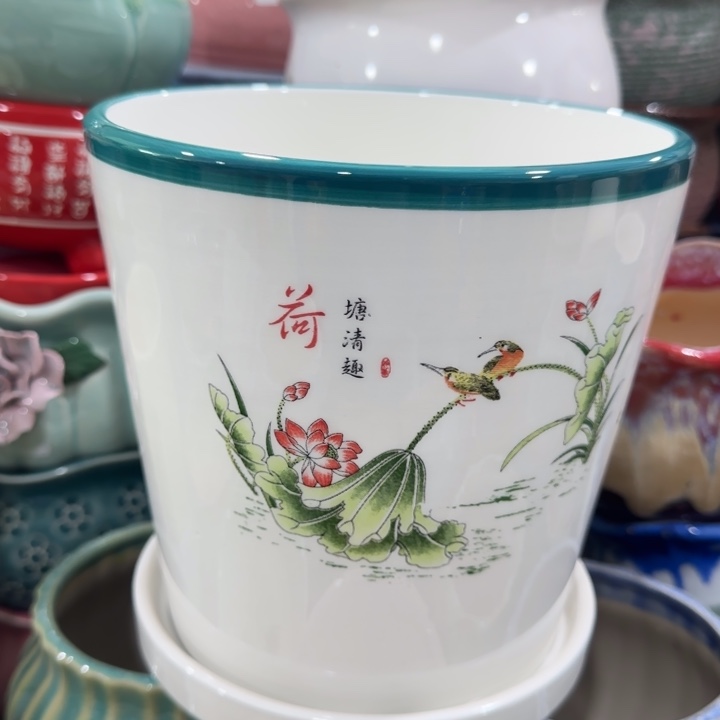 凑9块包邮，有孔，陶瓷花盆