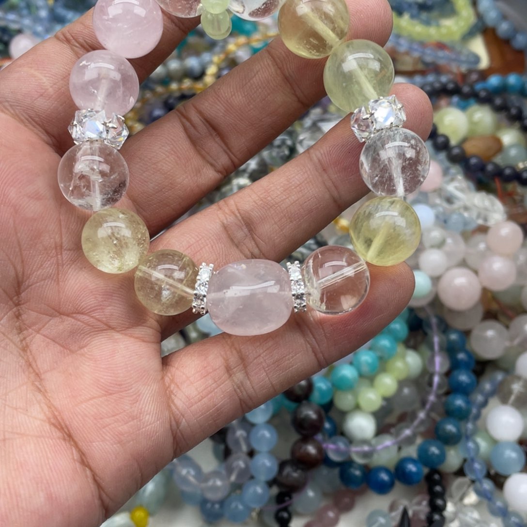 银S925镶嵌手链烟晶