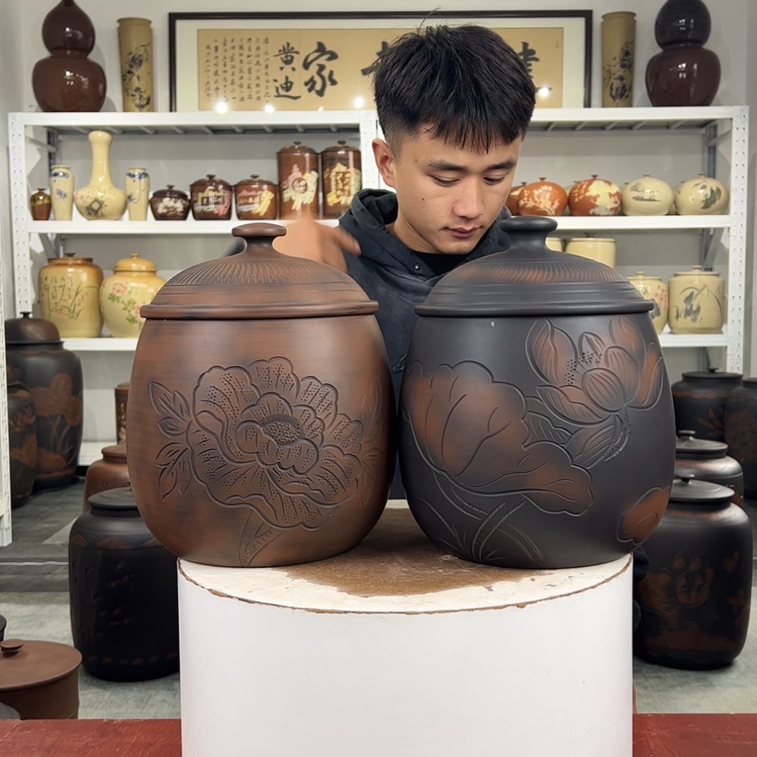 一对600克醒茶罐纯手工