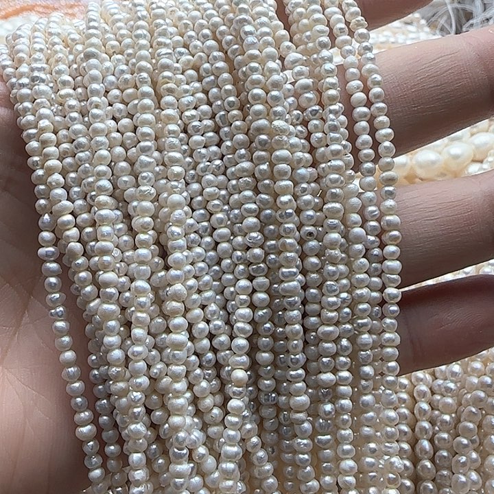 未镶嵌淡水珍珠半成品卡3mm小米珠哑光