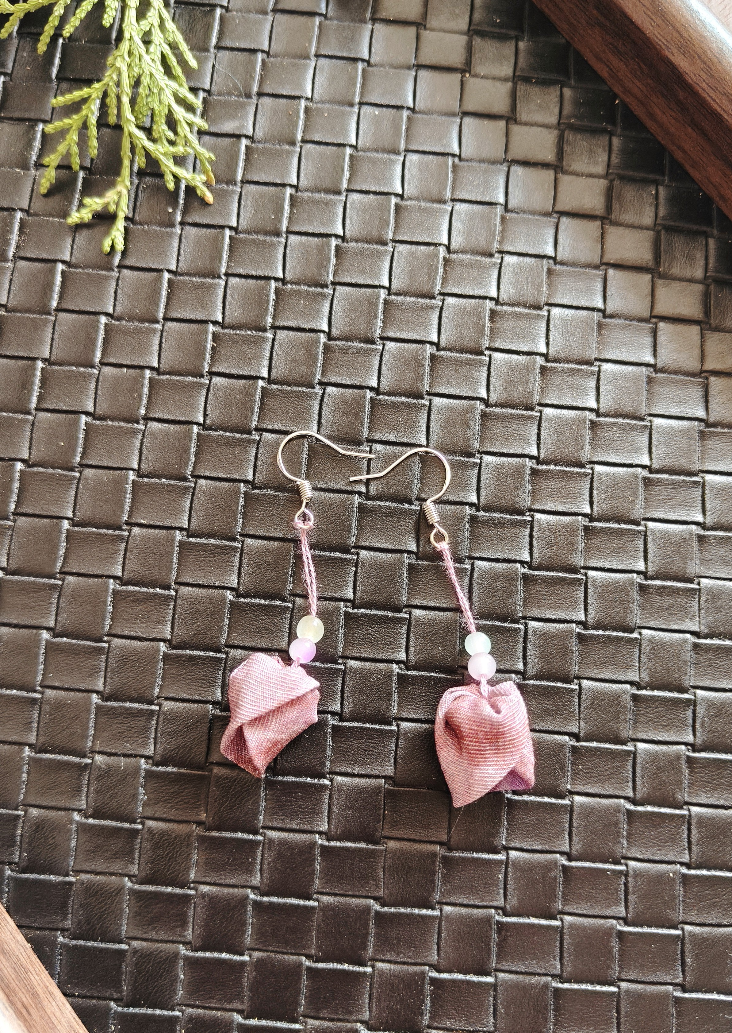 非金属布艺耳饰 原创布艺花苞耳环少女耳饰首饰配饰超仙