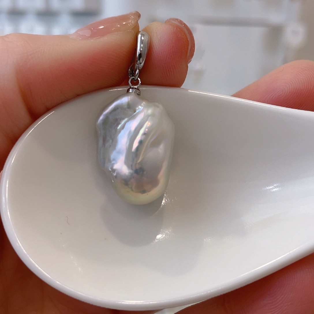 淡水珍珠天然珍珠巴洛克银S925镶嵌