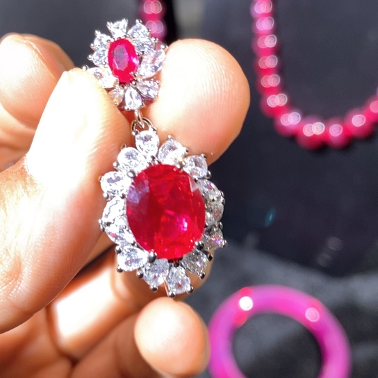 红宝石戒指银S925镶嵌