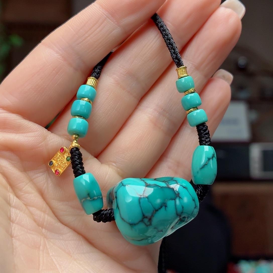 绿松石18K金镶嵌珠宝奇石