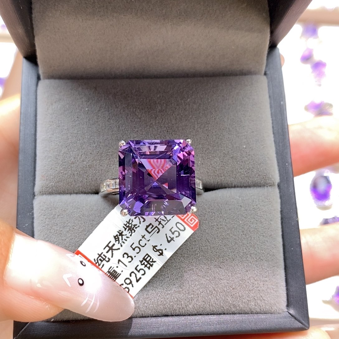若***若水晶珠宝半成品银S925镶嵌纯天然无优化紫水晶Q假一赔十