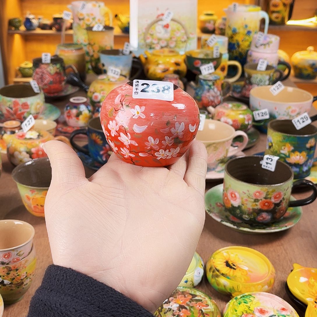 杯纯纯油画风花瓶