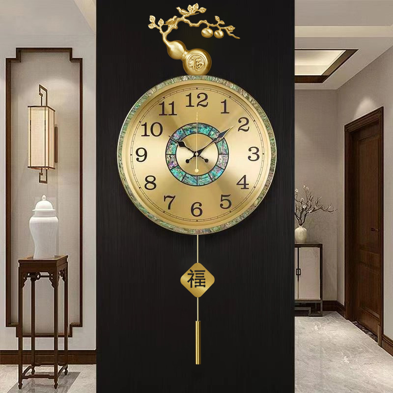 2025现代轻奢挂钟客厅家用时尚创意静音贝壳时钟挂墙高档装饰钟表