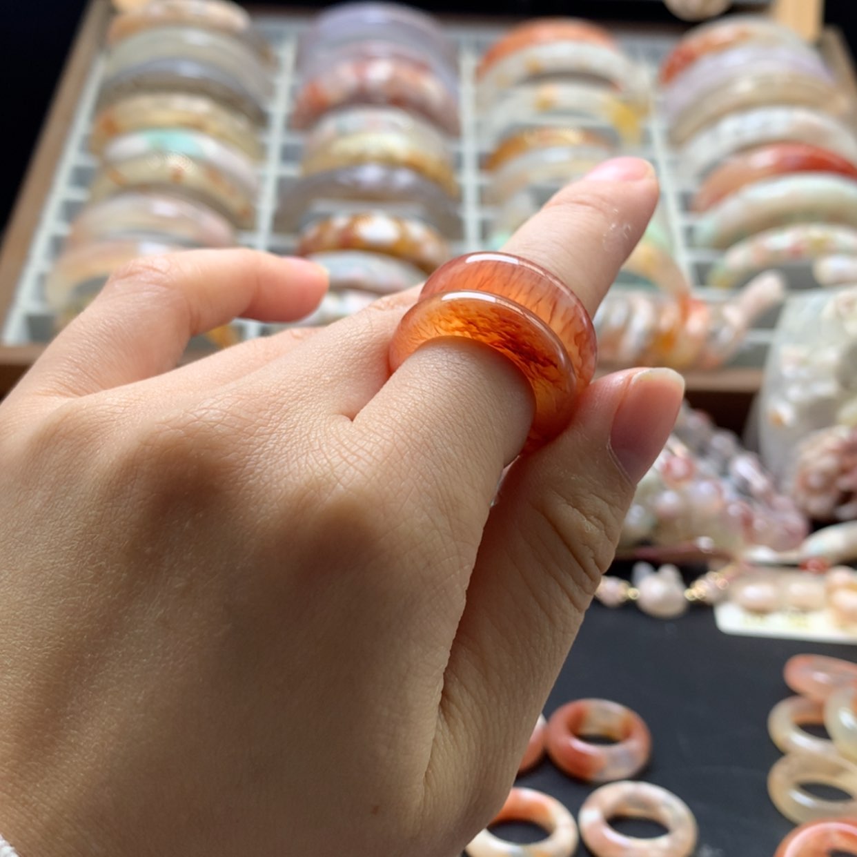 【闪购商品】未镶嵌戒指玛瑙/玉髓风****来