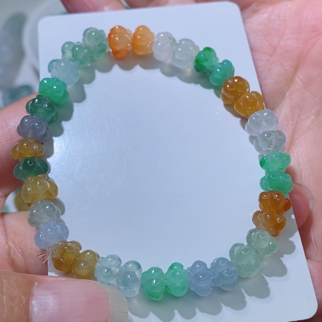 定制翡翠未镶嵌翡翠莲花卡7+35颗