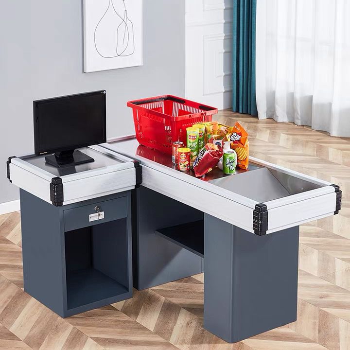 新疆西藏包邮超市收银台柜台小型简约便利店柜台金属转角收银柜不