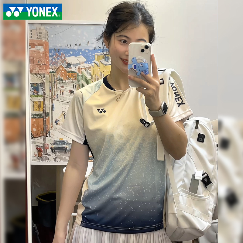  新款尤尼克斯YY羽毛球服专业男女同款速干运动上衣短袖110374BCR