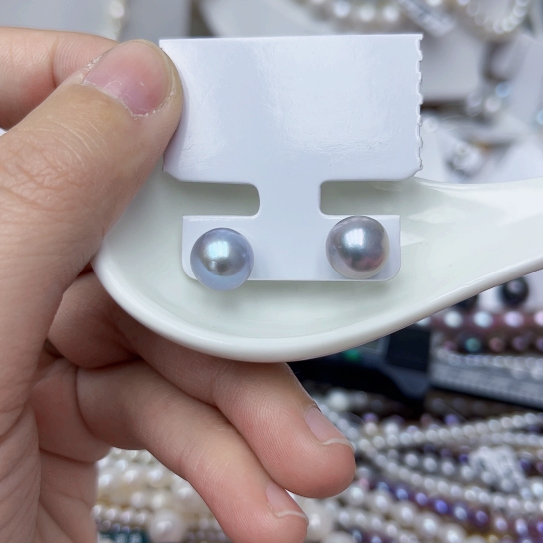 淡水珍珠耳饰银S925镶嵌