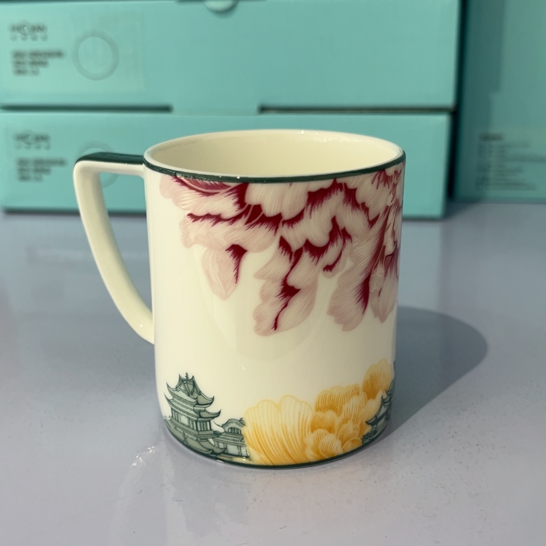 瓷片花好月圆小茶杯