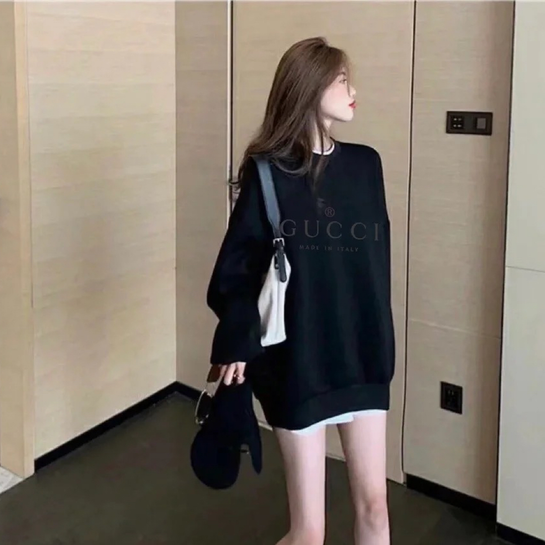 99新 GUCCI/古驰 纯色金色logo圆领纯棉卫衣/XS码/5