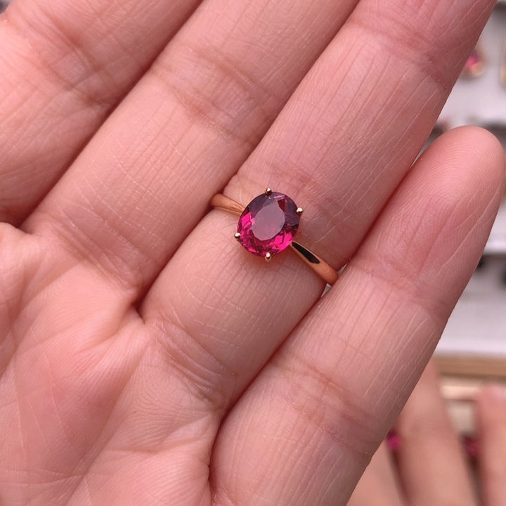 碧玺戒指18K金镶嵌戒指