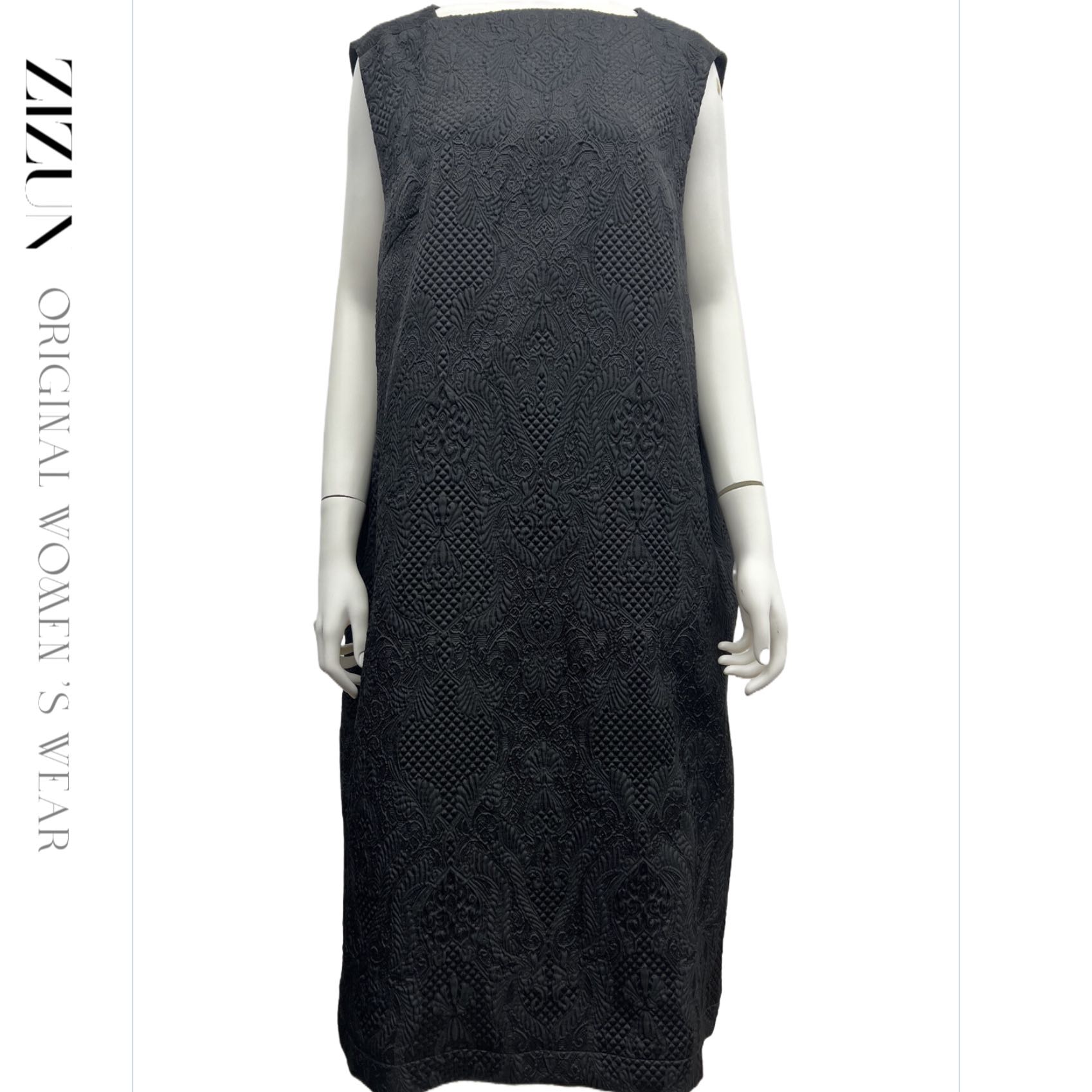 ZIZUN/姿尊春秋冬三季百搭浮雕提花背心裙