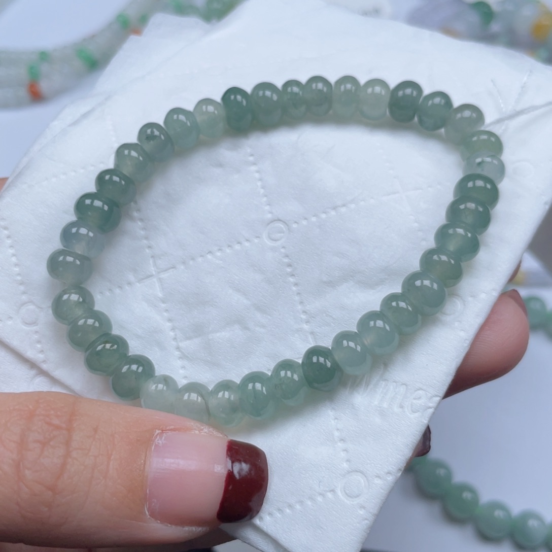 翡翠手链未镶嵌择*纯天然a货缅甸翡翠包邮6.7mm