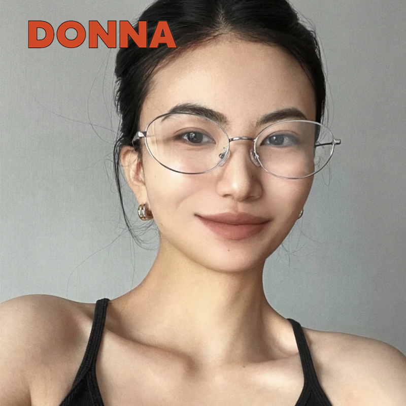 【达人专属】DONNA哆哪半钛眼镜框简约素颜男女学生党圆脸NH20013