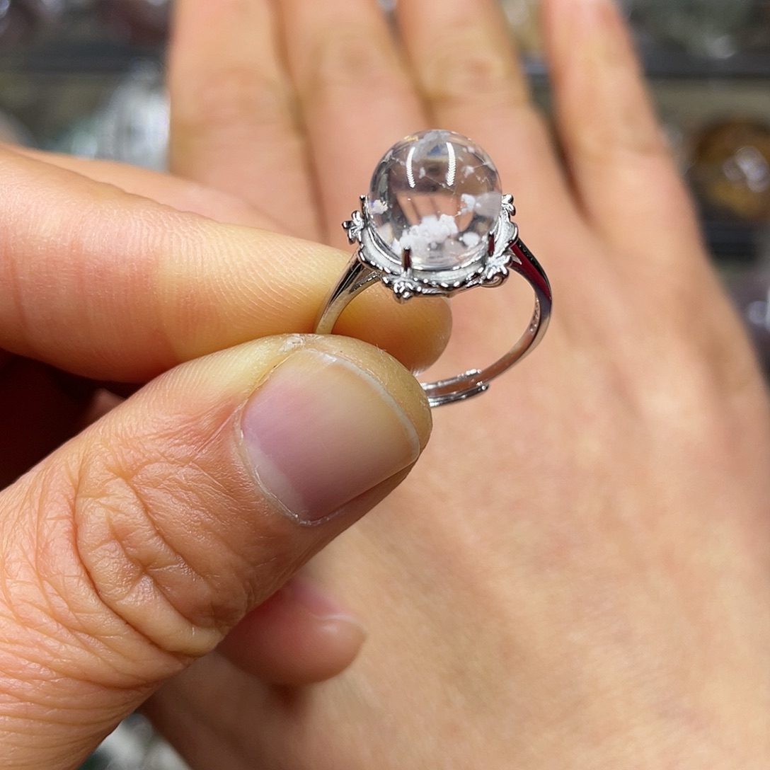 【闪购商品】水晶珠宝半成品银S925镶嵌戒指