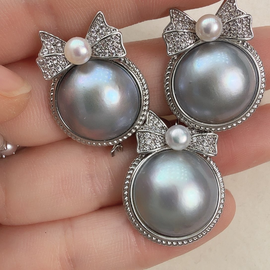 耳饰拼合珍珠（马贝珠）未镶嵌