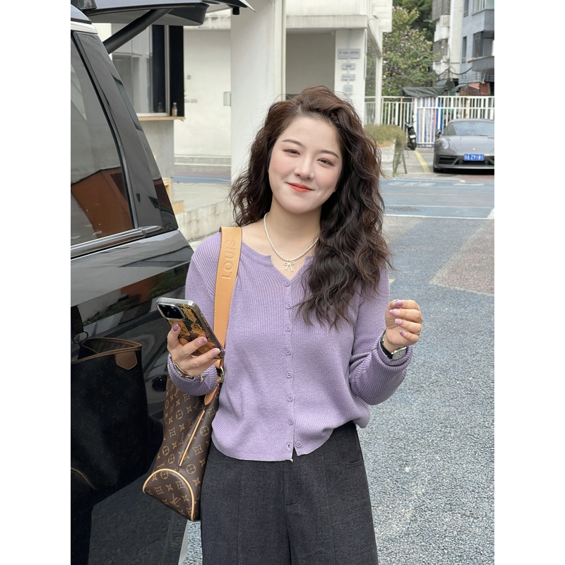 WenWen小个子2025春装新款针织开衫设计感小外套薄款2184