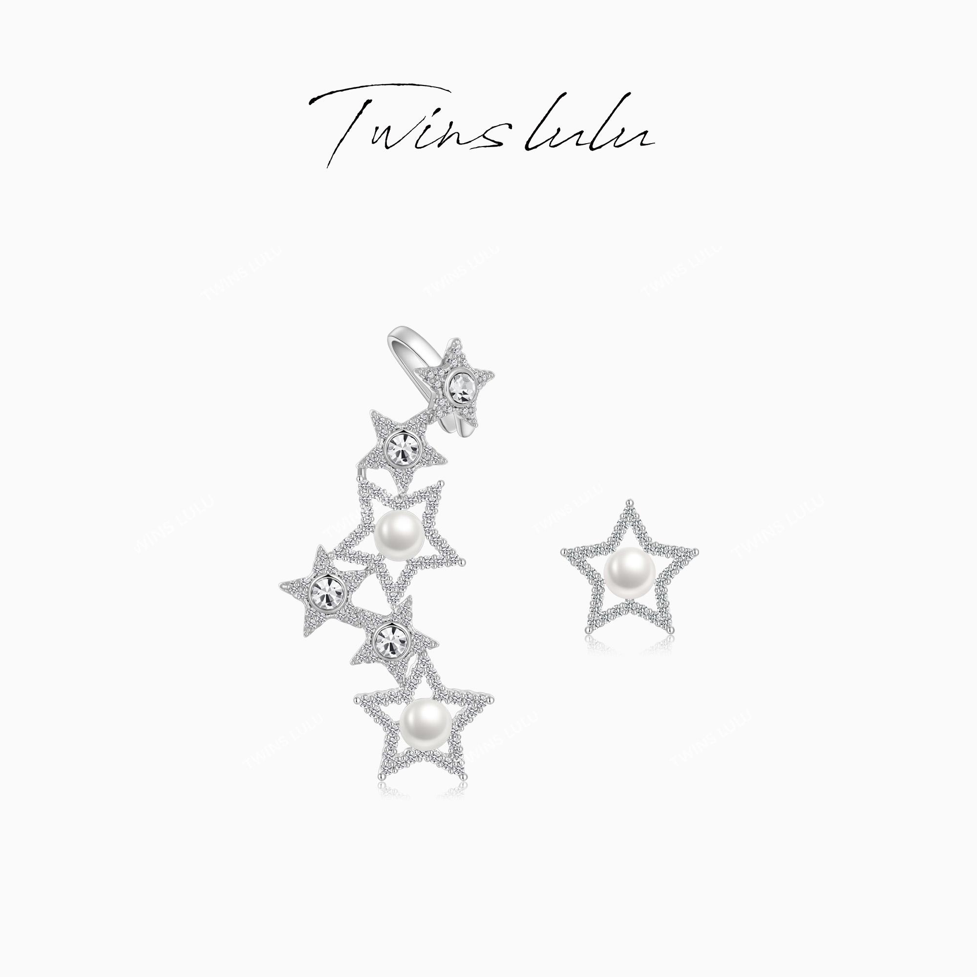 TWINS LULU流光风秋上新存在设计感五角星珠珠不对称耳环TSL2602