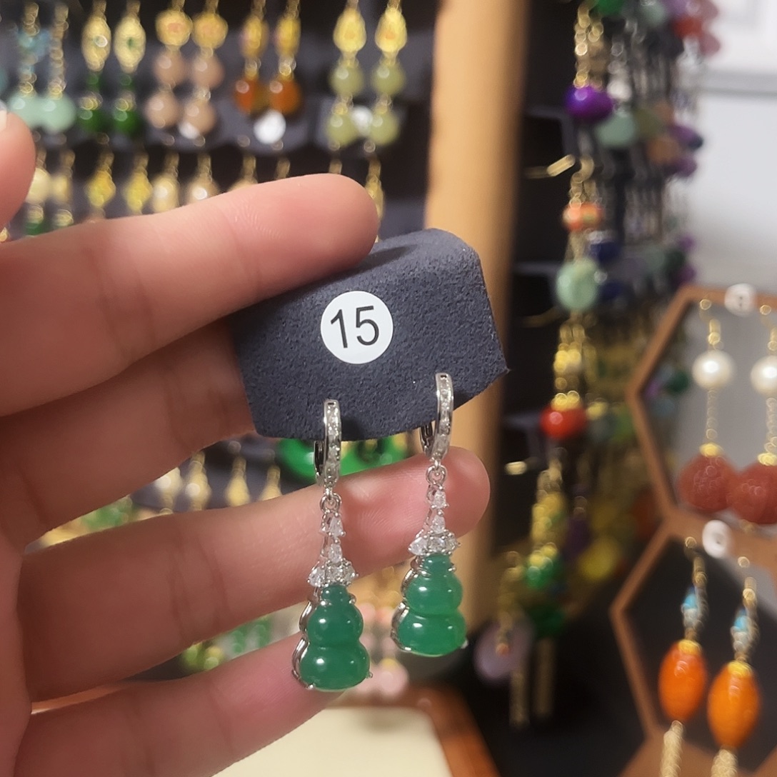 锆石纯铜925银耳饰