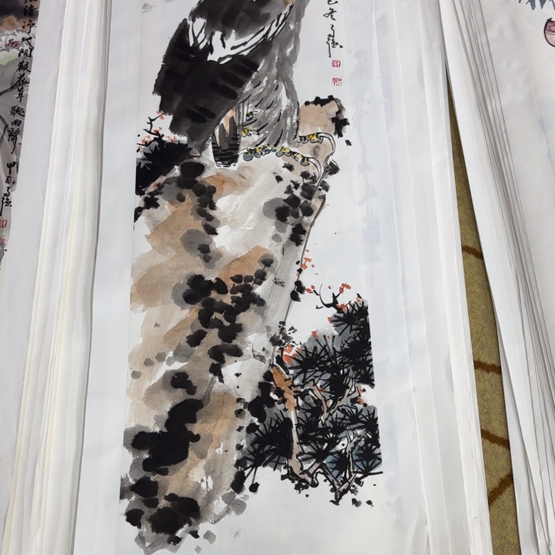 先***李国画代志强四尺对开童