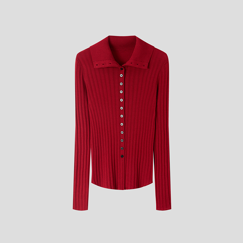 【纸片人】60支OTW纱线精纺羊毛知识分子风修身时髦造型针织衫