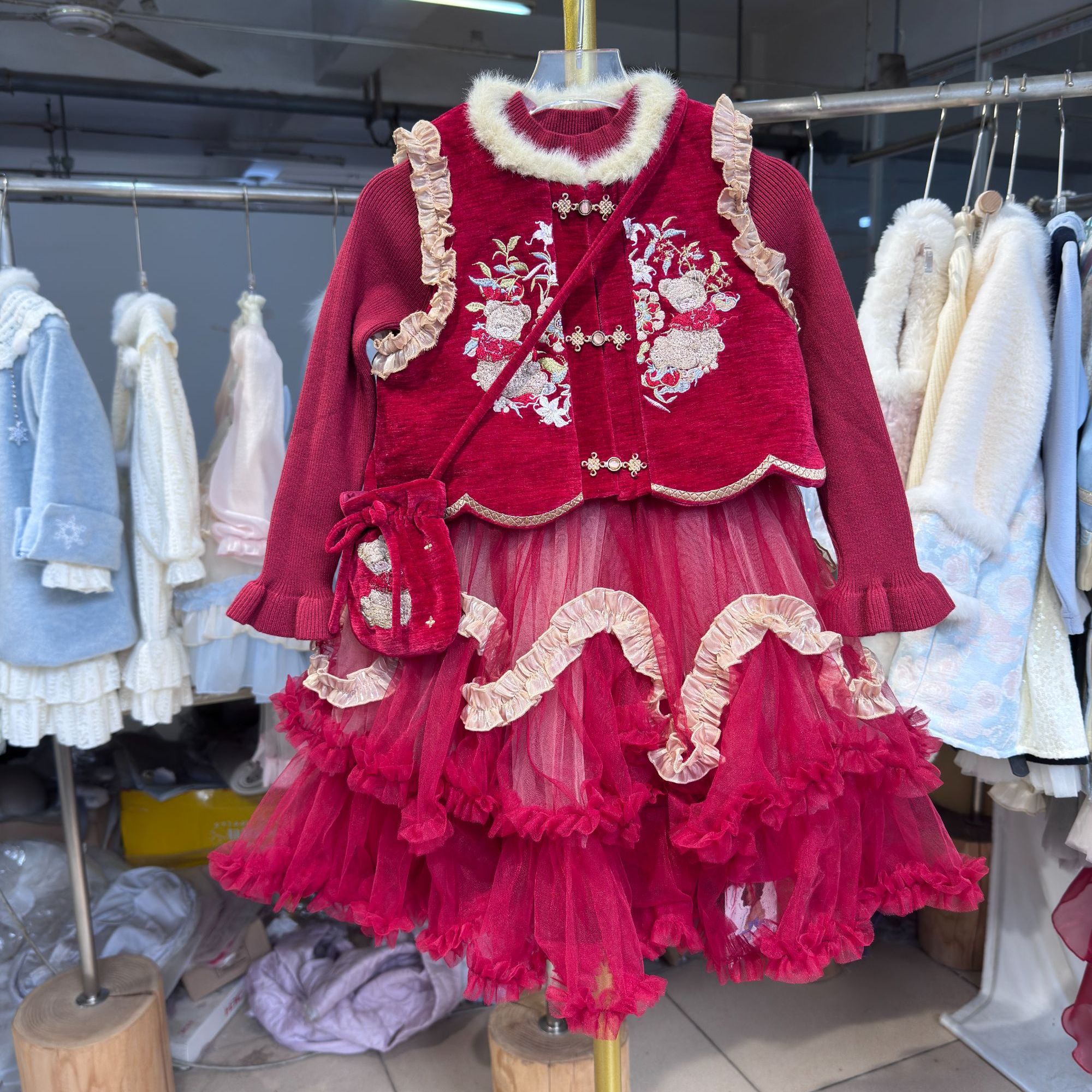 ***莓莓童话连衣裙加绒秋冬款小女孩连衣裙