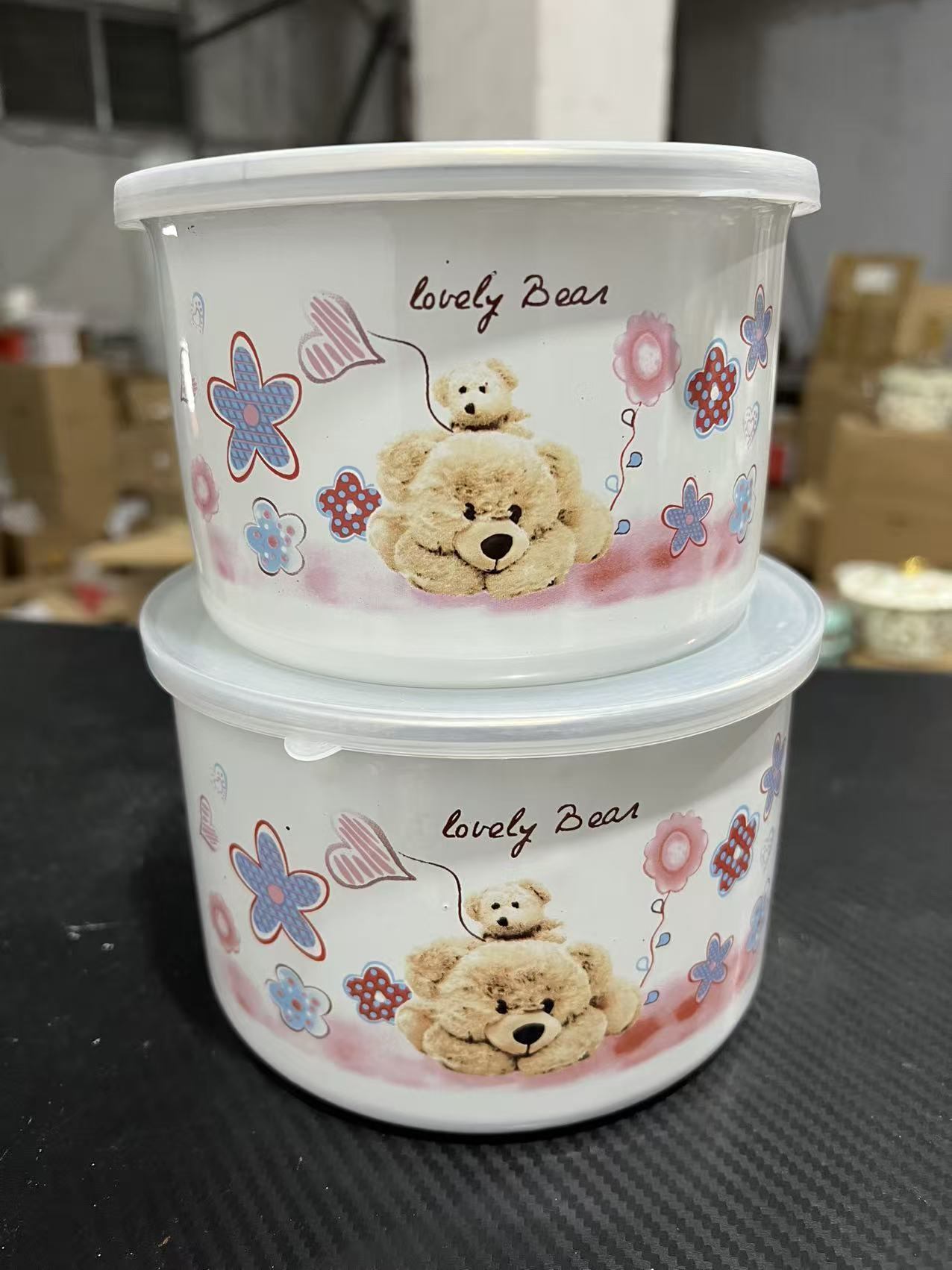 快乐小熊搪瓷保鲜盒2件套（10-12公分）