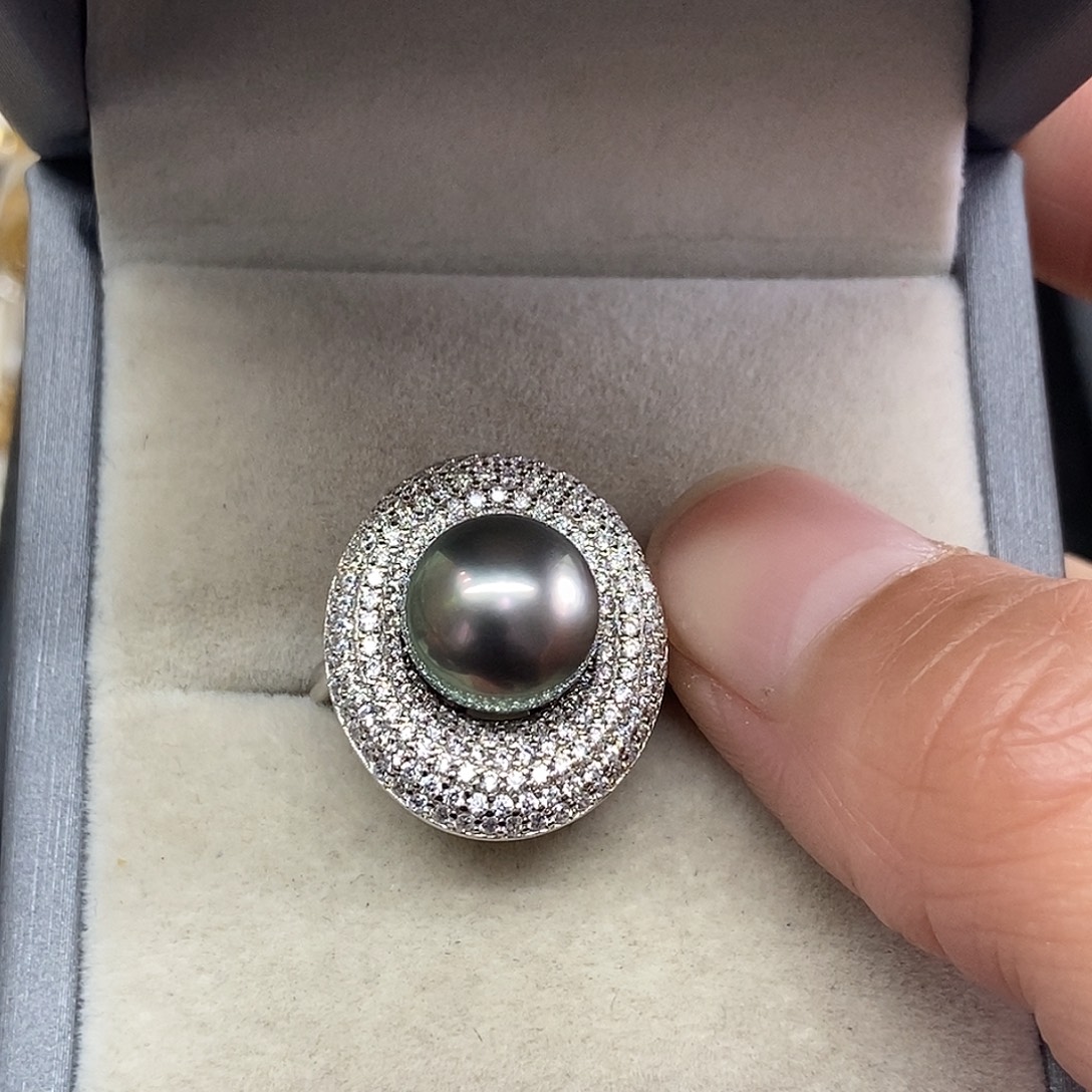 戒指银S925镶嵌海水珍珠