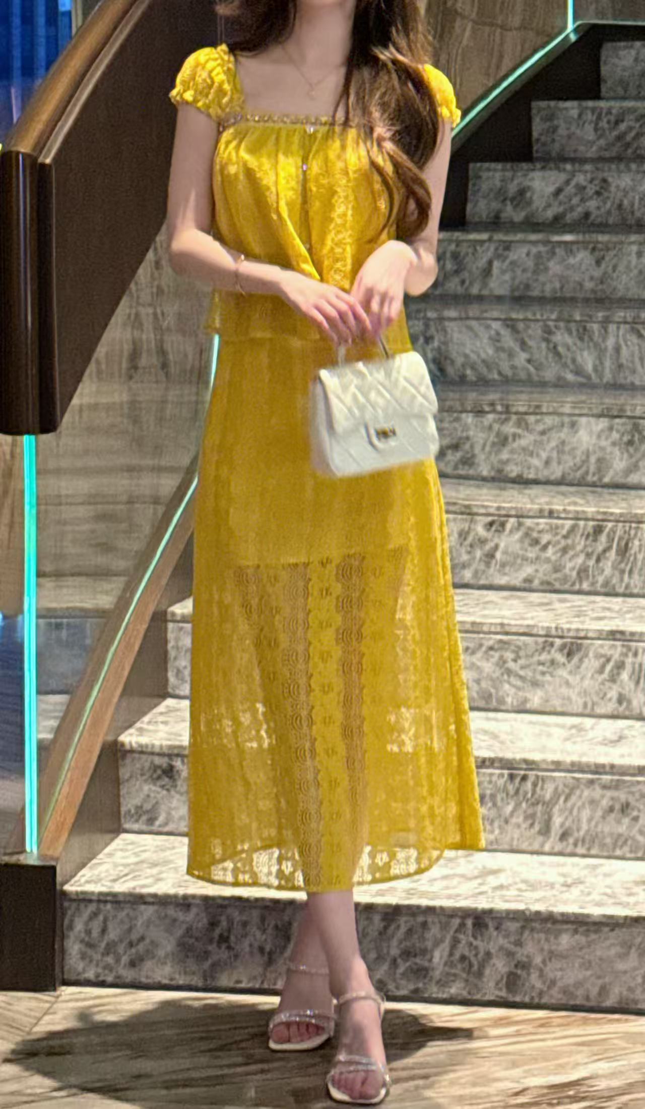 馨儿自制【浪漫微醺】独特绝美蕾丝刺绣上衣+高腰半身裙套装XYZ104