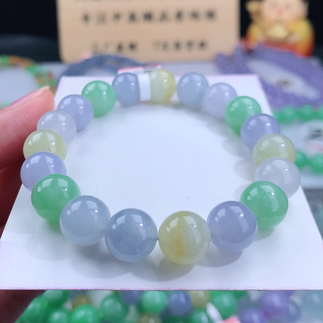翡翠手链未镶嵌大****1卡10mm