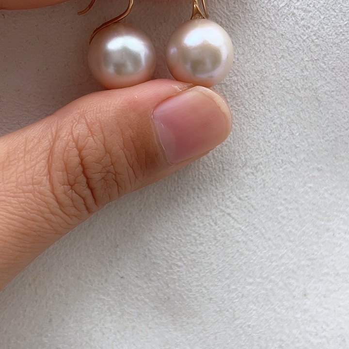 淡水珍珠耳饰18K金镶嵌12-13