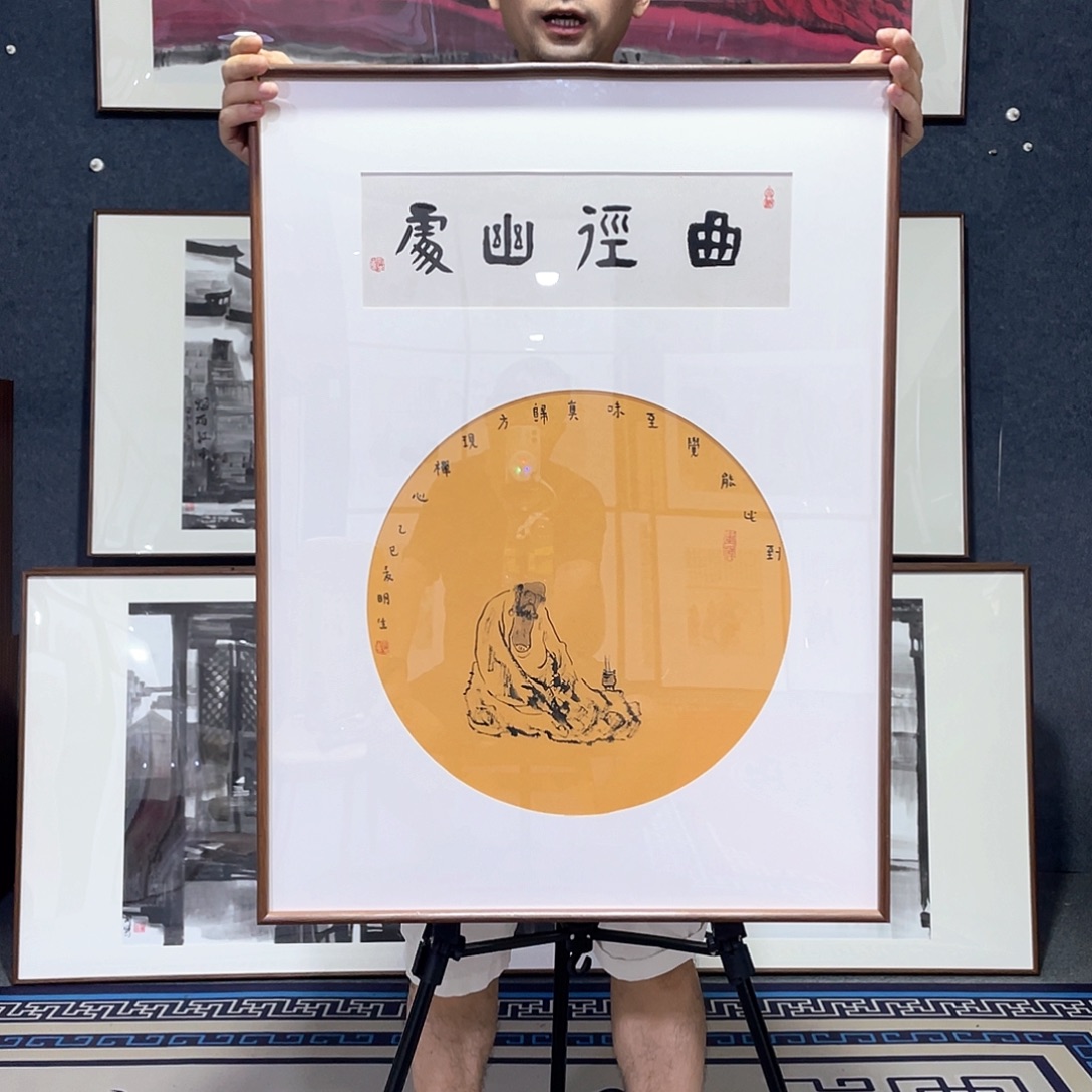 国画手绘画作品带框60/80