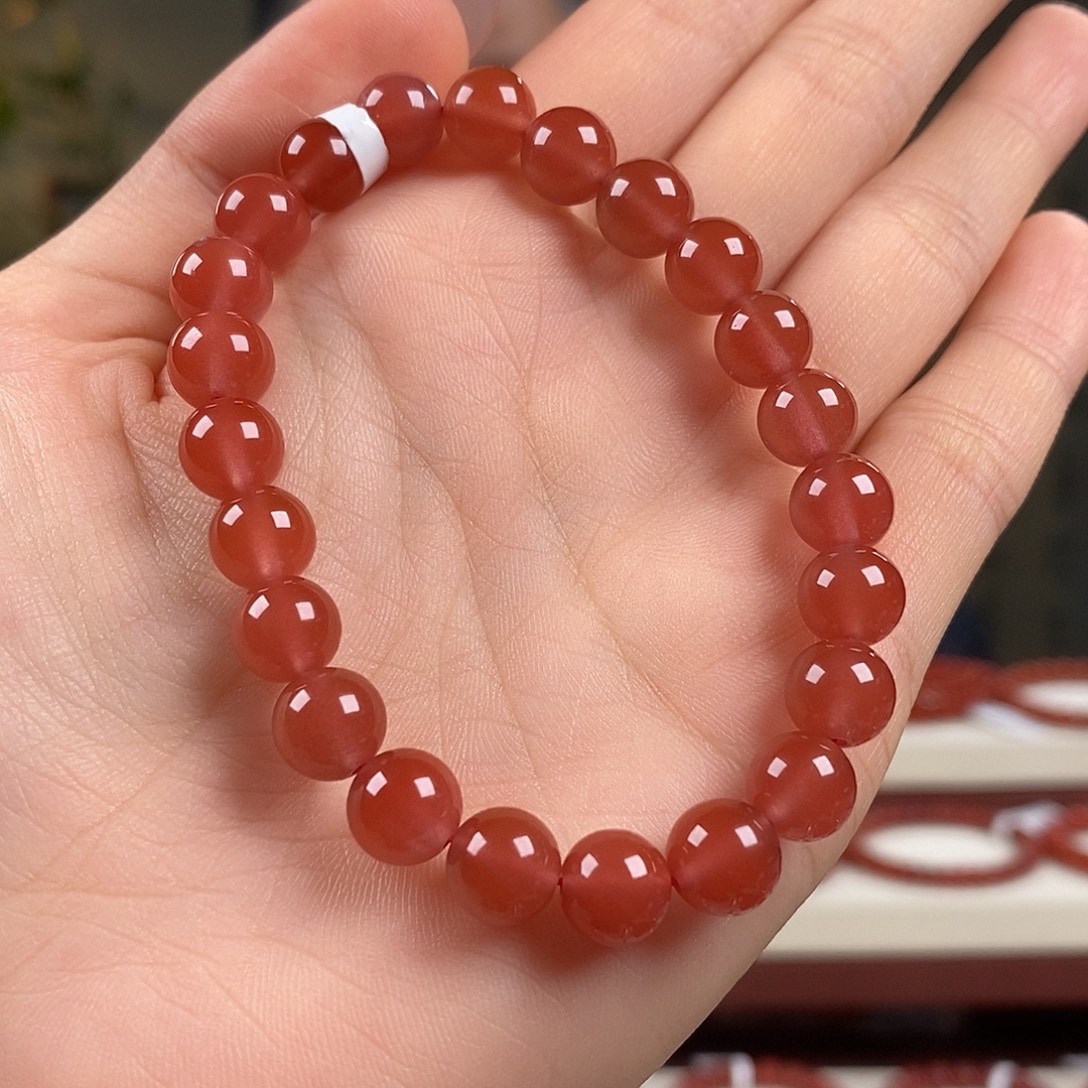 南红玛瑙未镶嵌手串原矿8mm 冰红保山高品