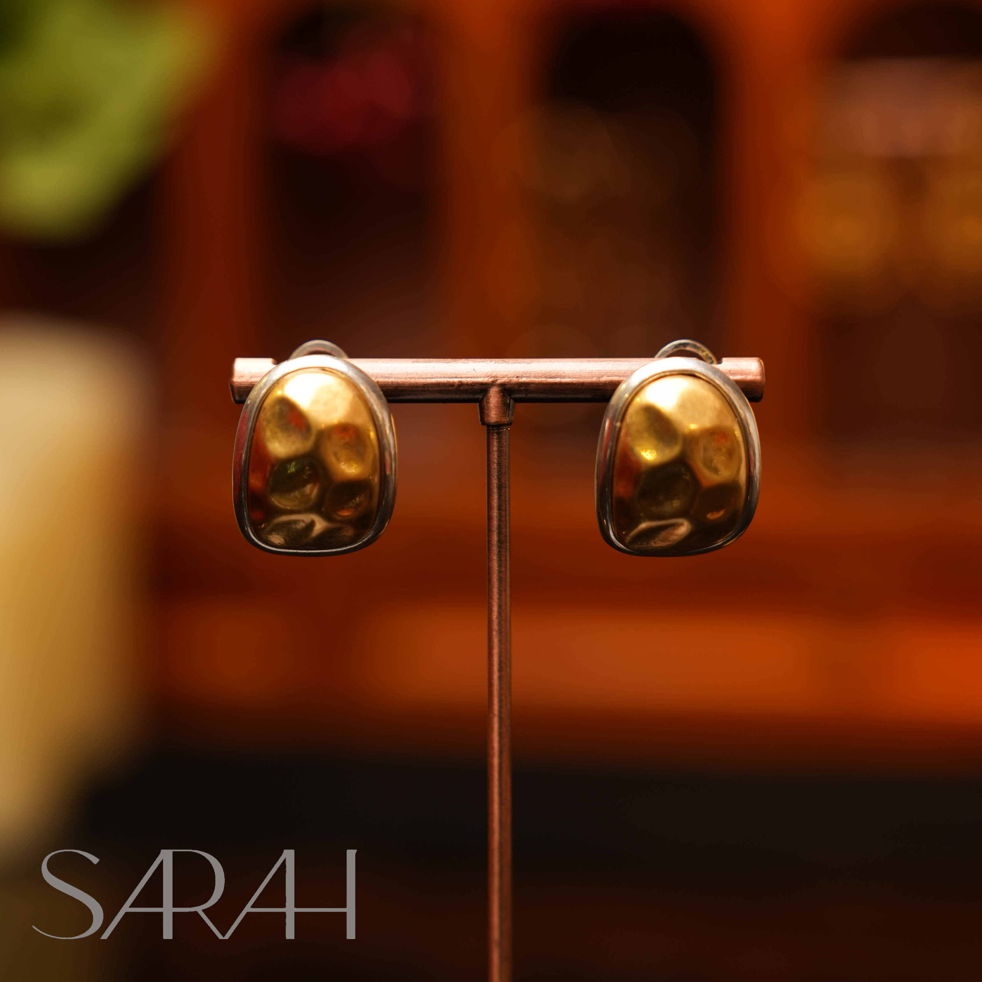 铜合金合成锆石耳饰 DearLisa.精工系列 复古素金椭圆形 耳钉