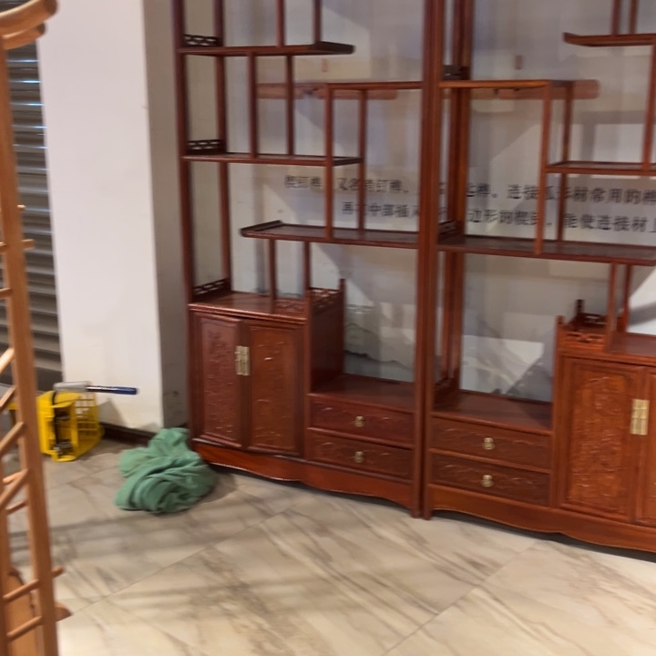 紫檀木类端景台四****司缅花博古架和小书桌