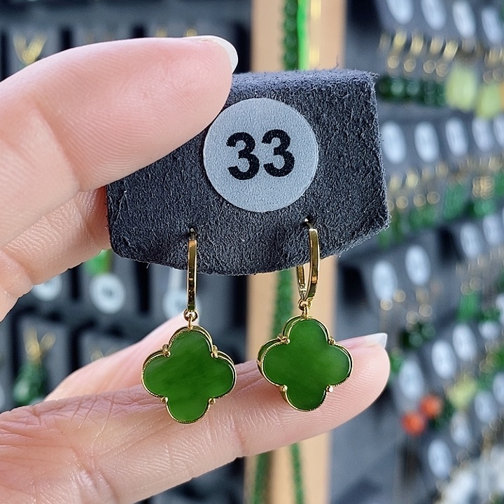 和田玉耳饰18K金镶嵌