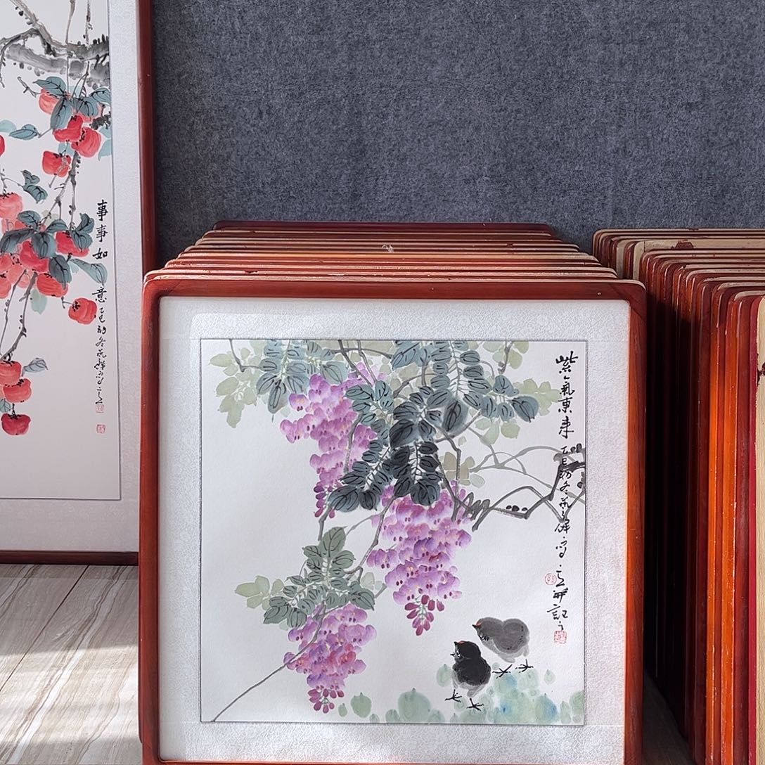 国画书画作品带框63×63