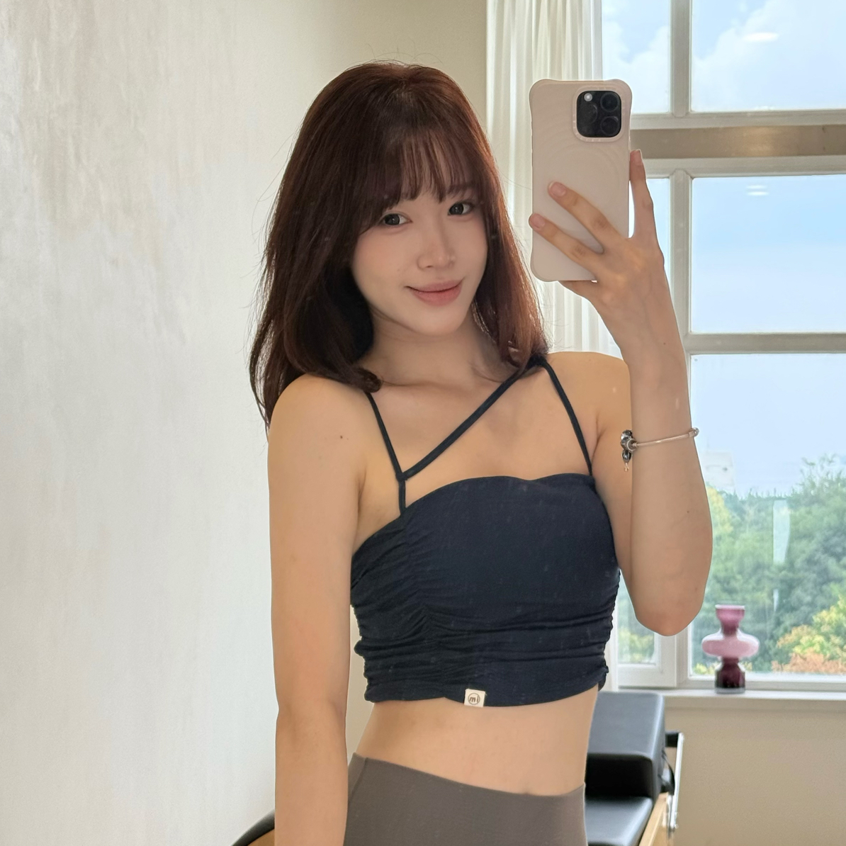 inner me 泡泡褶皱短款细肩带瑜伽服内衣背心 含胸垫