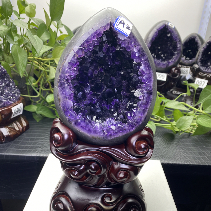 乌拉圭天然紫水晶恐龙蛋紫晶洞钱袋子家居办公室装饰好物