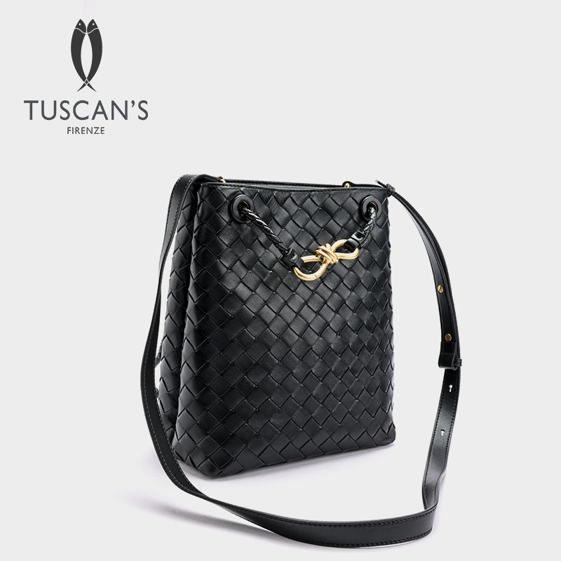 TUSCAN'S复古风手工编织羊皮单肩斜挎包气质女时代双鱼