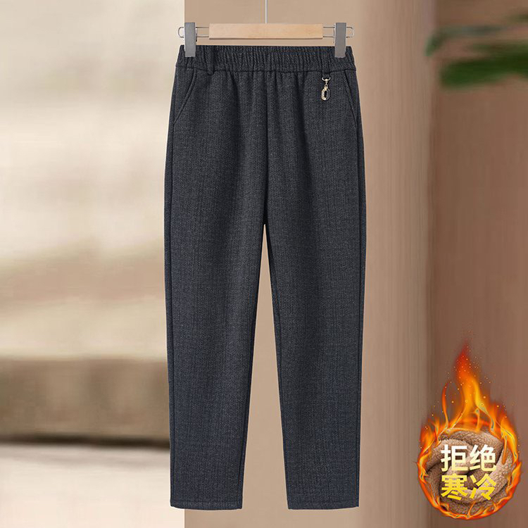 妈妈秋冬加绒加厚棉裤中老年休闲松紧腰直筒女裤J02